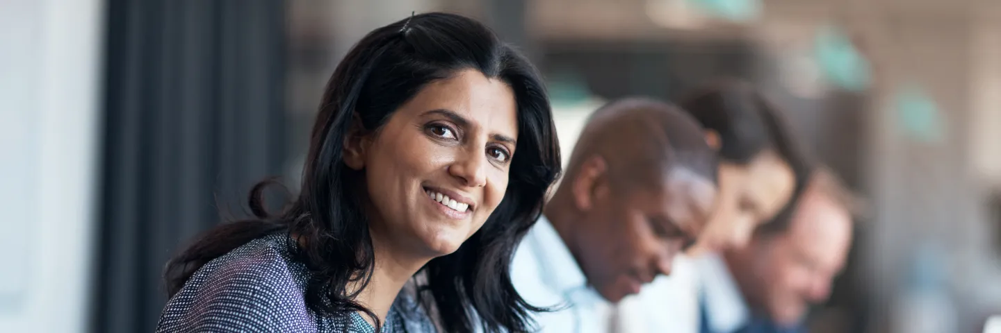 Business woman smiling at camera