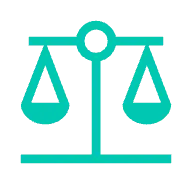 Balance scale icon in green